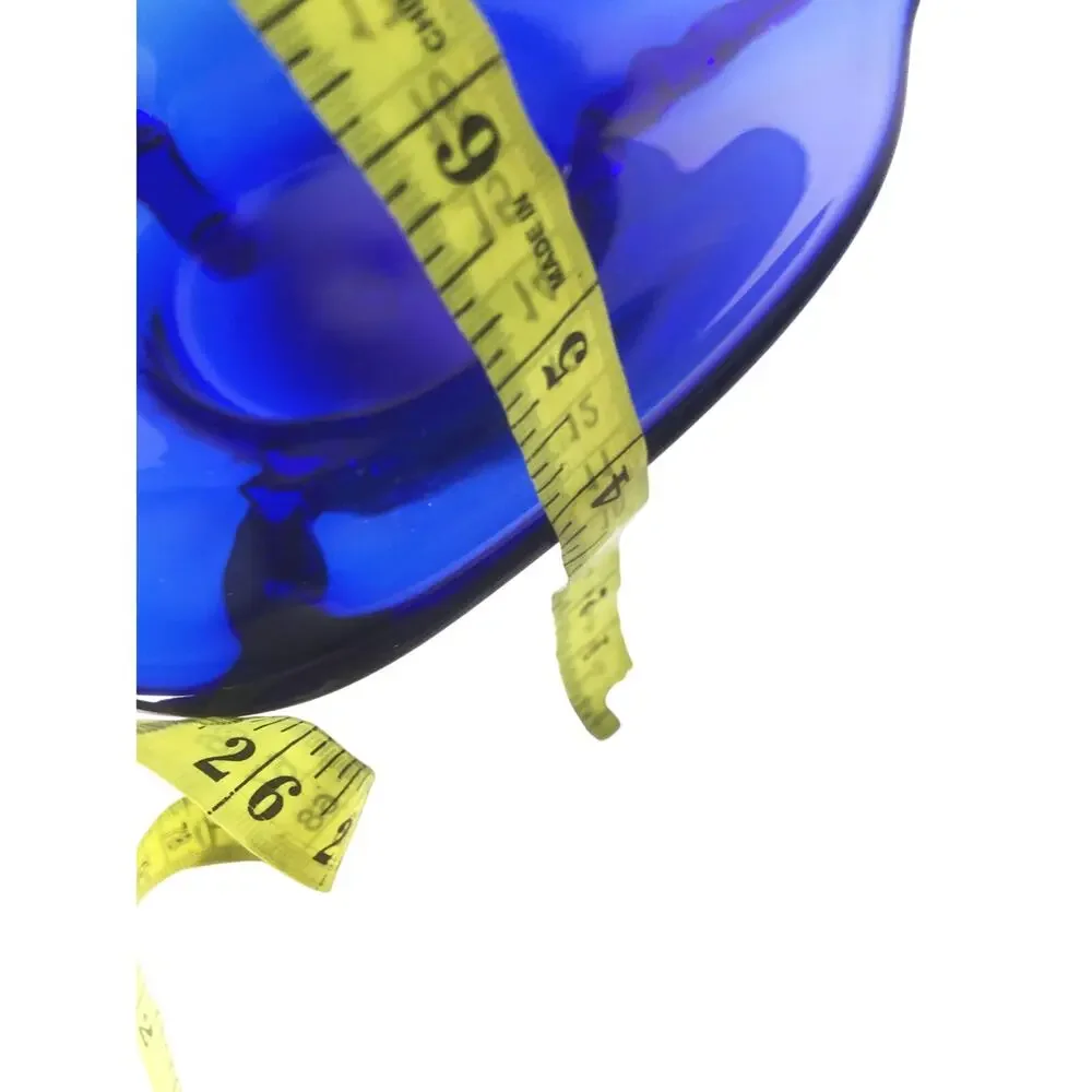 Vintage Cobalt Blue Hand Blown Glass Bowl Footed